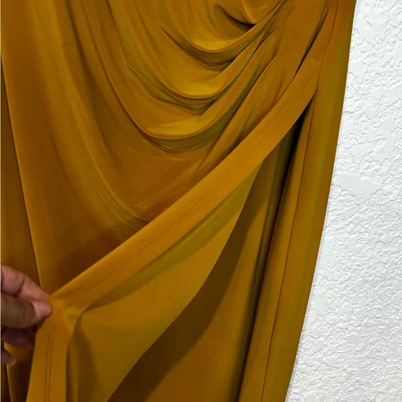 Evan Picone Warm Brown Draped Long Sleeve Dress - Picture 3 of 7